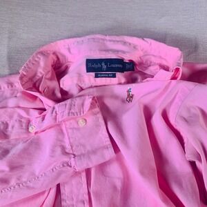 Ralph‎ Lauren Classic Fit Pink Oxford Button Down Shirt Pony Logo Size 15 32/33